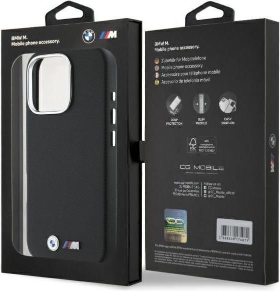 Image du produit BMW BMHCP16L23PUFWKEV iPhone 16 Pro 6.3" czarny/black hardcase M Edition Kevlar wrapped metal (Apple iPhone 16 Pro)