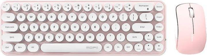 Mofii Kabelloses Tastatur- und Mausset Bean 2.4G (Weiss-Rosa) (DE, Kabellos)