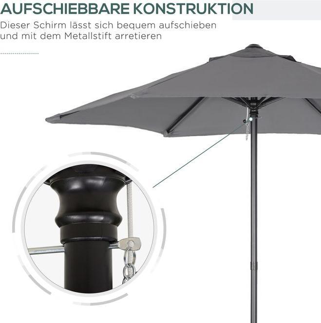 Produktbild Swisshandel24 Sonnenschirm Ø196 cm, Drehbar, Knickfunktion, sechseckig, Dunkelgrau