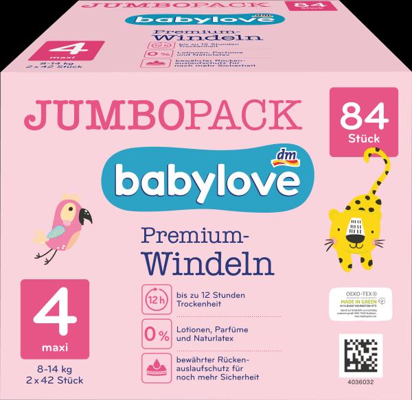 dm babylove Premium-Windeln (Gr. 4, Halbmonatsbox, 84 Stück)
