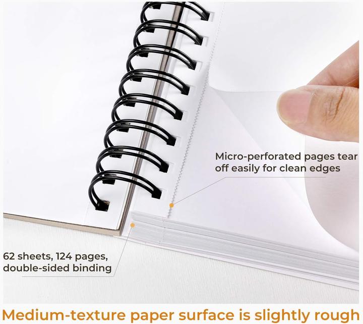 Actual product image Ohuhu Mix Media Kunst-Skizzenbuch, 62 Blatt, 22.5 x 21 cm (22.5 x 21 cm, Plain, Soft cover)