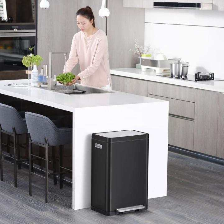 Actual product image EKO Waste separation system X-Cube pedal bin black 2 x 20 L made of brushed stainless steel with (40 l)
