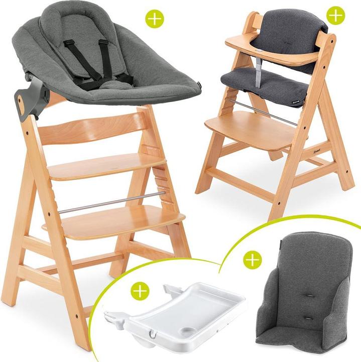 Produktbild Hauck Hochstühle Alpha Plus Natur XXL Newborn Set - Hochstuhl + 2in1 (Hochstuhl)