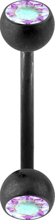 Actual product image Star Piercing Micro banana black matt with two crystal balls multicolour (without brass, Surgical steel 316L)