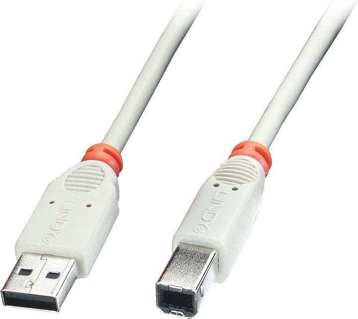 Actual product image Lindy USB 2.0 cable type A/B, gray, 2m (2 m, USB 2.0)
