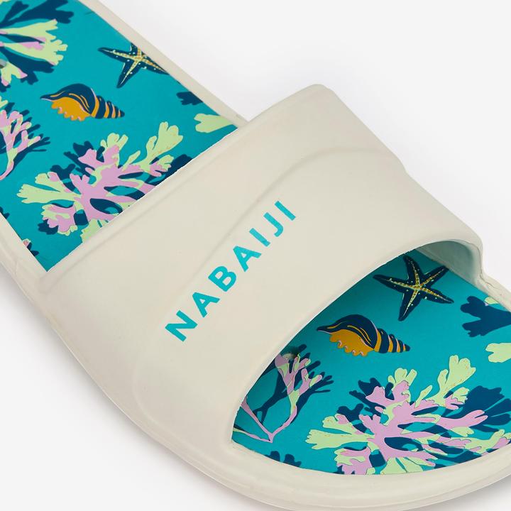 Actual product image Nabaiji Badelatschen Kinder 500 - Pupuaufdruck türkis (30)
