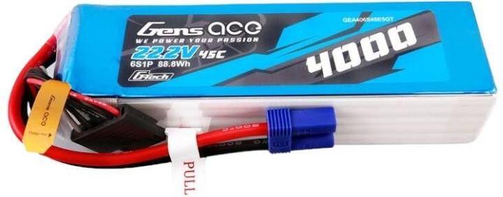 Actual product image Gens Ace G-Tech 4000mAh 22.2V 45C 6S1P Lipo Battery Pack with EC5 plug (22.20 V, 4000 mAh)