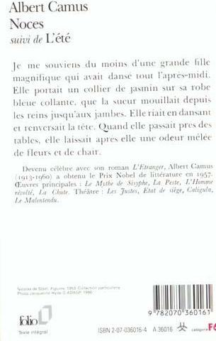 Produktbild Noces suivies de L'été (Französisch, Camus Albert, 1989)