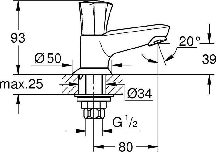 Produktbild Grohe Standventil Costa 20404001 chrom ohne Ablaufgarnitur