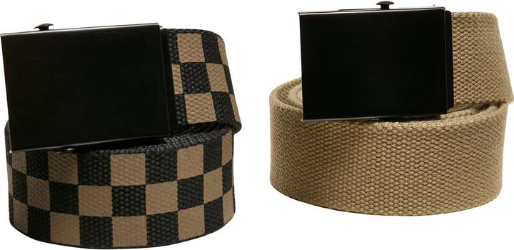 Urban Classics Check And Solid Canvas Belt 2-Pack
