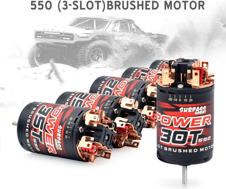 Actual product image Surpass Hobby 550 brushed motor 3-slot 14T