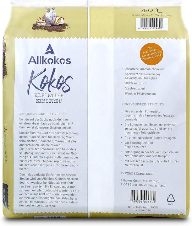 Produktbild Allkokos Einstreu für Kleintiere (10 kg, Einstreu)