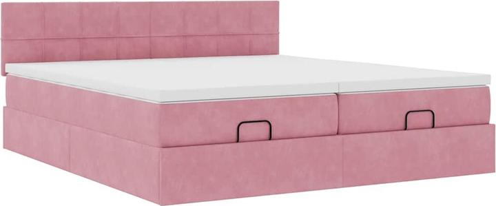 Produktbild VidaXL Ottoman-Bett mit Matratzen Rosa 200x200 cm Samt (200 x 200 cm)