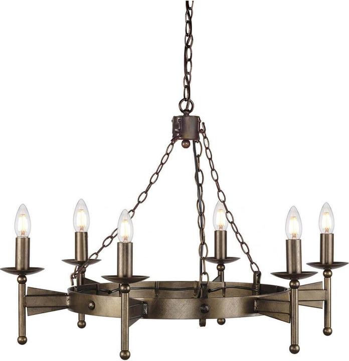 Elstead Lighting Cromwell Lustre E14 6 branches vieux bronze, fabriqué au Royaume-Uni (81 cm)