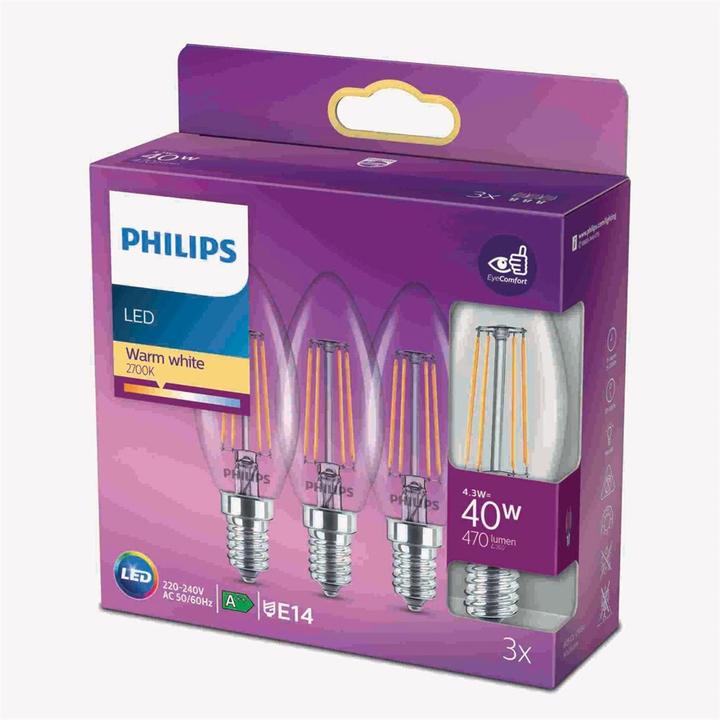 Produktbild Philips Lampe (E14, 4.30 W, 470 lm, 3 x, F)