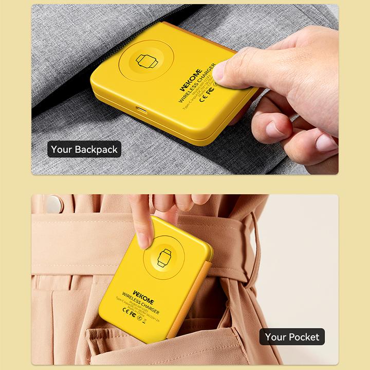 Image du produit Wekome Chargeur sans fil 3en1 avec MagSafe pour iPhone, Apple Watch et AirPods + miroir (jaune) (1 cm)