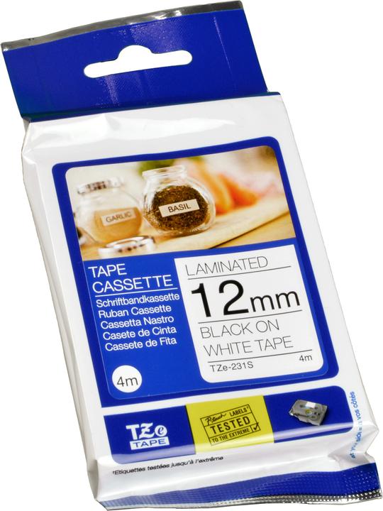 Actual product image Brother TZe-231S (1.20 cm, Black, White)