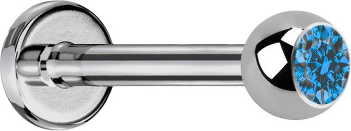 Produktbild Star Piercing Labret silber mit Kugel Kristall aqua (ohne Messing, Titan G23)
