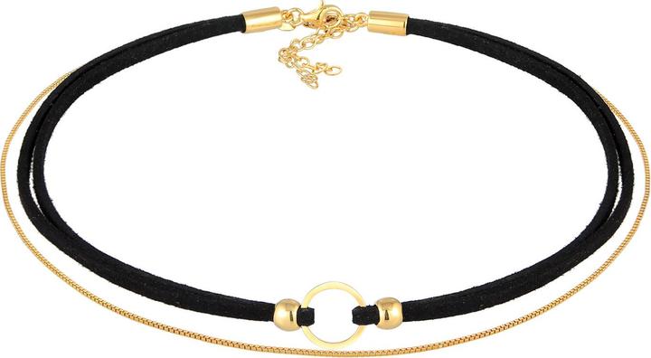 Immagine prodotto Elli Collana girocollo in pelle con catena veneziana in argento 925 (Argento 925, Ecopelle, Nessuna pietra, 32 cm)