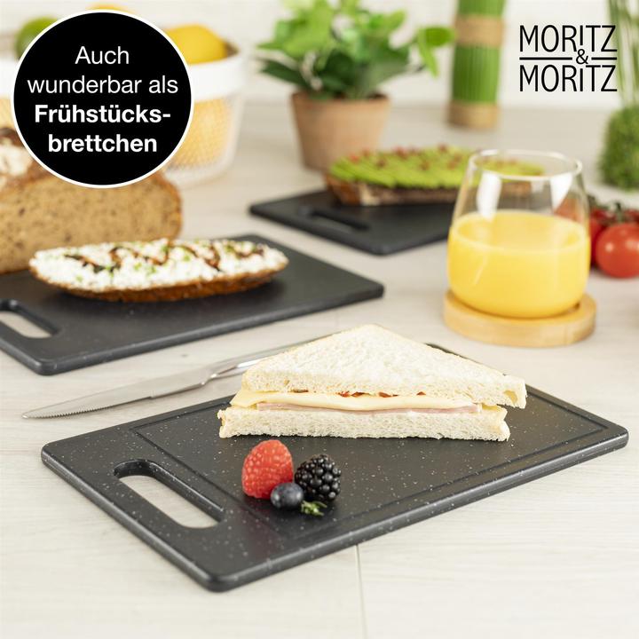 Immagine prodotto Moritz & Moritz 2X Taglieri in plastica con scanalatura per il succo in look granito - 25 x 15 cm