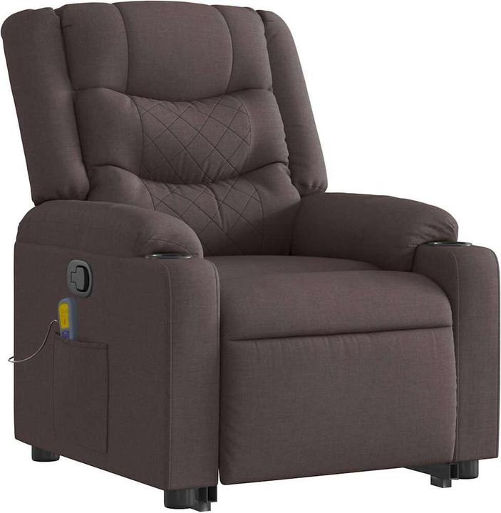 Actual product image VidaXL Massage chair with stand-up aid dark brown fabric