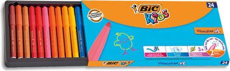 Immagine prodotto Bic Penne KIDS con punta in fibra Visacolor XL, scatola di cartone da 24 pezzi (multicolore, 24 x)