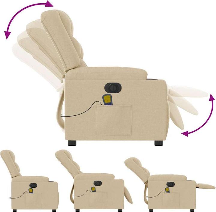Image du produit VidaXL Fauteuil de massage électrique Crème Tissu