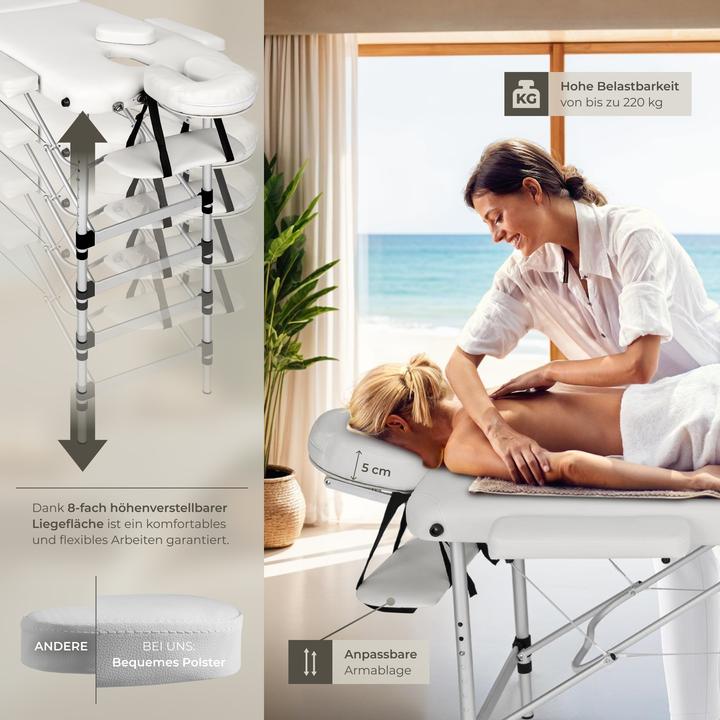 Immagine prodotto tectake Lettino per massaggi a 3 zone con schienale e bolster