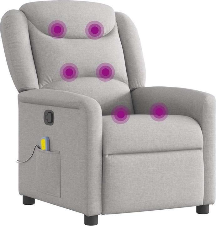 Actual product image VidaXL Massage armchair cloud grey fabric massage TV armchair