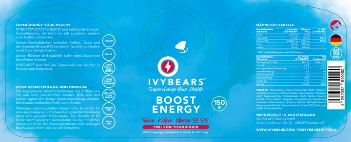 Valori nutrizionali e ingredienti IVYBears Boost ENERGY 2-Pack (2 Pezzo/i, Gomme, 300 g)