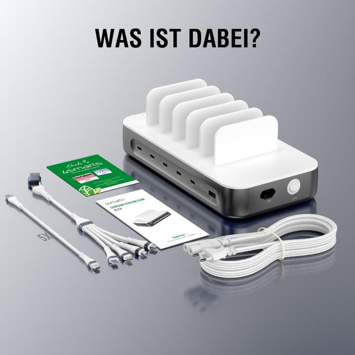 Produktbild 4smarts Ladestation Team 100W 5C/1A inkl. 6 Kabel (100 W)