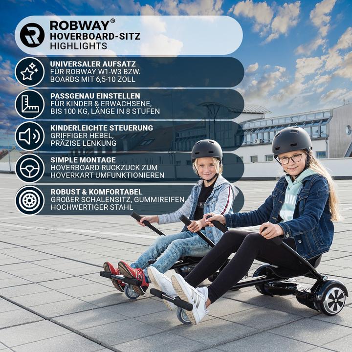 Produktbild Robway Universal Hoverseat Hover Board Sitz E-Balance Speedkart Hoverkart (Schwarz)