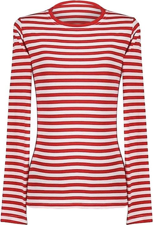 Actual product image Thetru Damen Ringelshirt langarm rot-weiss – alltagstauglich (XXL)
