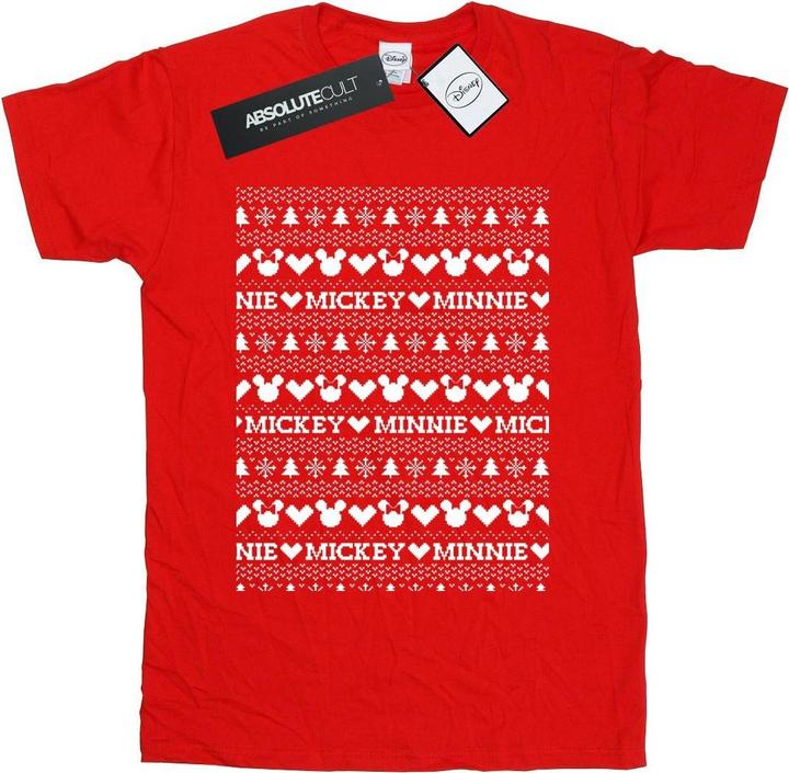 Disney Mickey And Minnie Christmas Fair Isle TShirt (XL)