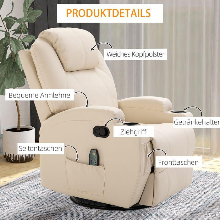 Immagine prodotto Swisshandel24 Poltrona relax con funzione reclinabile poltrona massaggiante elettrica 5 modalità di massaggio