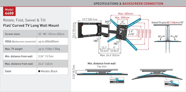 Actual product image Barkan WH 4400-SW (Wall, 80", 50 kg)