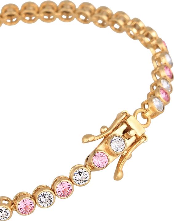 Image du produit Elli PREMIUM bracelet tennis cristaux rose 925 argent (18 cm, Cristal de verre, Argent sterling 925)