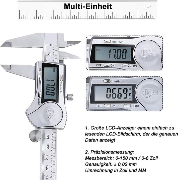 Actual product image Ueznirn Digitaler Messschieber mit LCD-Display (150mm) (15 cm)