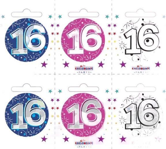 Produktbild Kaleidoscope Anstecknadeln zum 16. Geburtstag (6er Pack)