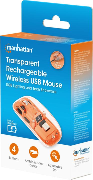 Produktbild Manhattan MH Transparent 4D mouse, White (Kabellos)