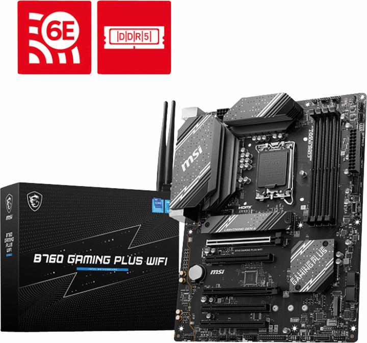 MSI B760 GAMING PLUS WIFI LGA1700 mATX MB 4xDDR5 4xSATA 2xM.2 (LGA 1700, Intel B760, ATX)
