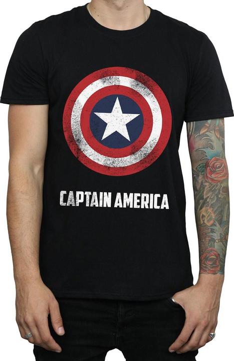 Actual product image Mens Captain America Shield Text T-Shirt (3XL)