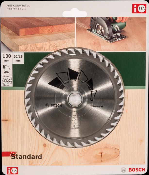 Produktbild Bosch Zubehör Kreissägeblatt STANDARD D= 130 mm Bohrung= 20 mm Z= 40