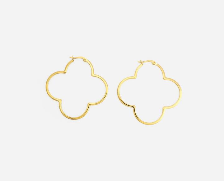 Image du produit Tara Style Big Clover Hoops - Creolen (waterproof) (Acier inoxydable 18k plaqué or, 100% résistant à l'eau)