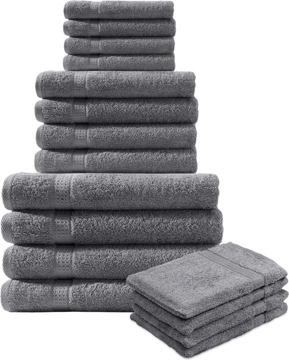 Actual product image Casativo 16-piece towel set made of 100% cotton, anthracite (4 x 50 x 100 cm, 4 x 30 x 50 cm)