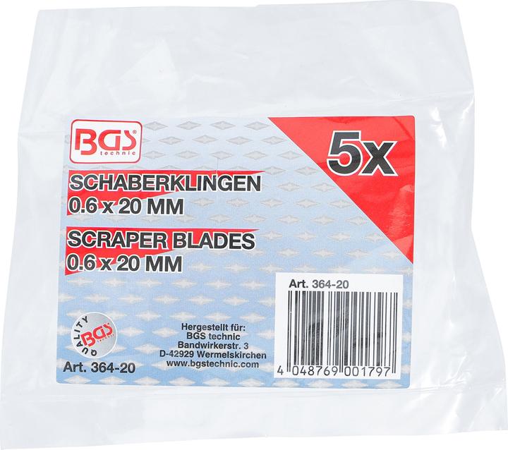 Produktbild BGS Ersatz-Schaberklingen für Art. 364 0,6 x 20 mm 5-tlg.