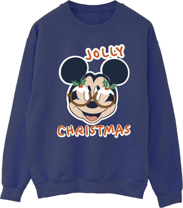 Actual product image Disney Mens Mickey Mouse Jolly Christmas Glasses Sweatshirt (4XL)