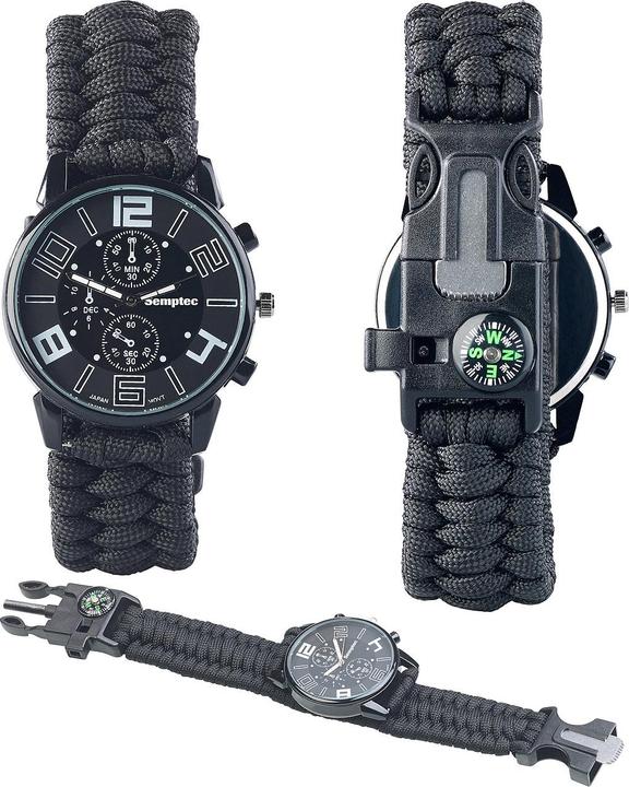 Produktbild Semptec 5in1-Armbanduhr mit Feuerstahl, Kompass & Notfallpfeife (Digitaluhr)