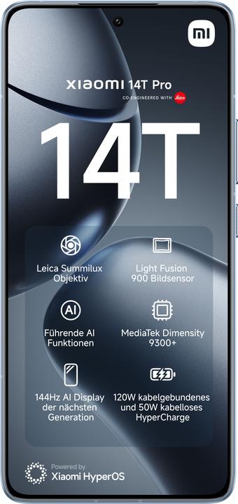 Produktbild Xiaomi 14T Pro + Robot Vacuum X10 Launch Bundle (512 GB, Titan Blue, 6.67", Dual SIM, 50 Mpx, 5G)