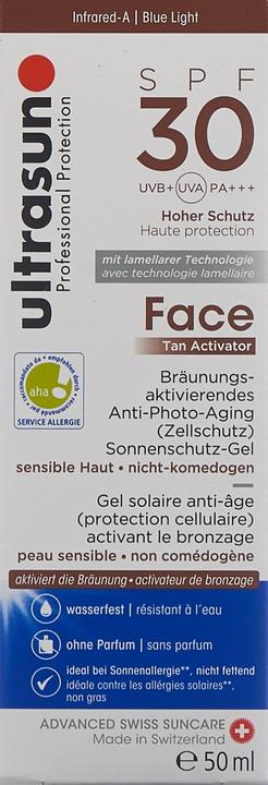 Actual product image Ultrasun Face Tan Activator SPF30 (Sun cream face, SPF 30, 50 ml, 95 g)